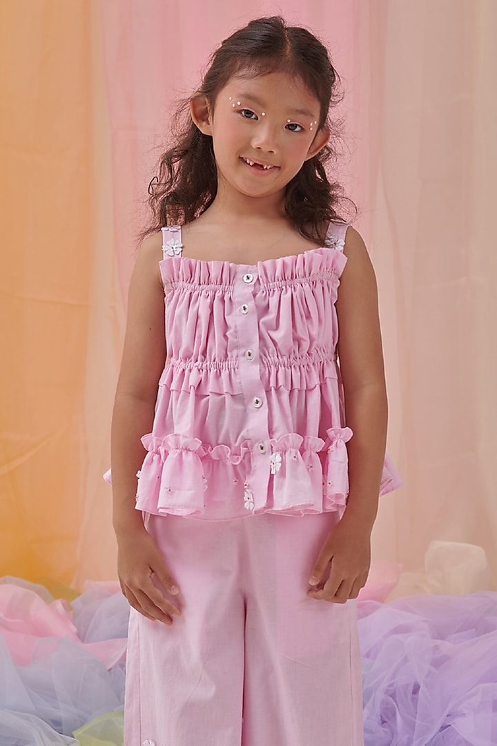 Pink Organic Cotton Co-Ord Set For Girls by Littleens at Pernia's Pop Up Shop