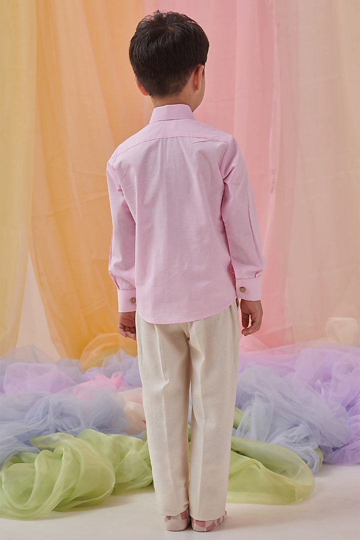 Pink & Yellow Organic Cotton Shirt For Boys by Littleens at Pernia's Pop Up Shop