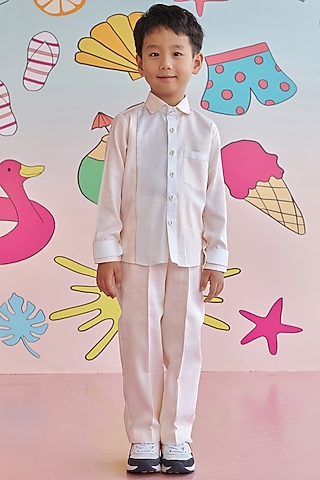 Blush Titanite Vegan Silk Co-Ord Set For Boys by Littleens