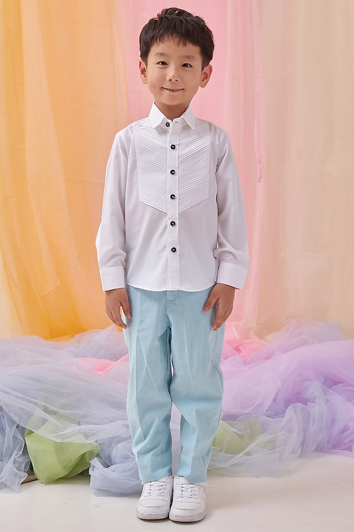 White Organic Cotton Shirt For Boys by Littleens at Pernia's Pop Up Shop