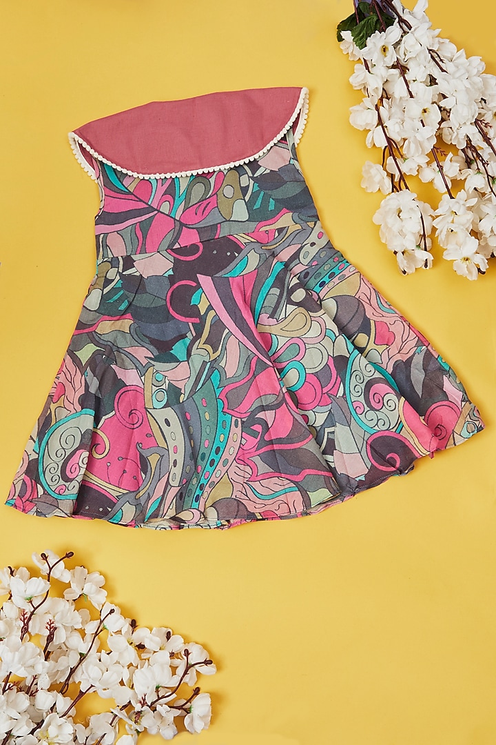 Multi-Colored Mul Abstract Printed Skater Dress For Girls by Little People Label at Pernia's Pop Up Shop