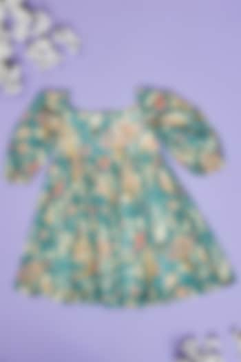 Grey Multiti Floral Leaf Printed Flowy Midi Dress For Girls by Little People Label at Pernia's Pop Up Shop