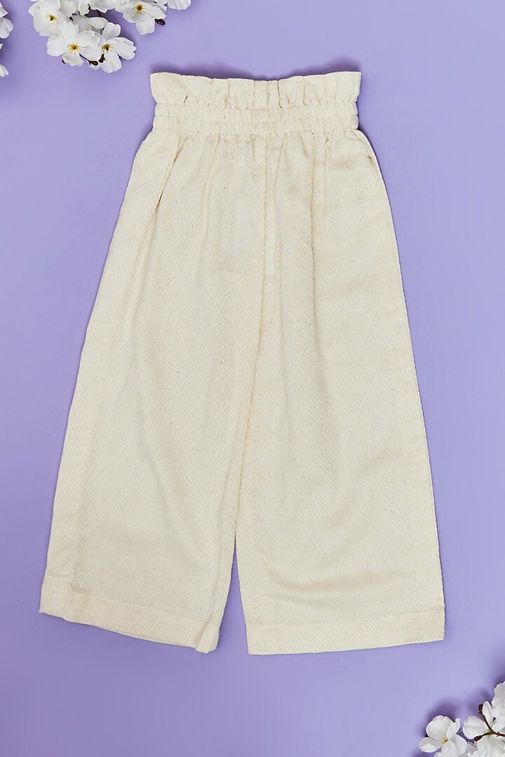 Ivory Cotton Pant Set For Girls by Little People Label at Pernia's Pop Up Shop