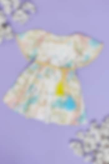 Multi-Colored Cotton Linen Abstract Printed Boho Dress For Girls by Little People Label at Pernia's Pop Up Shop