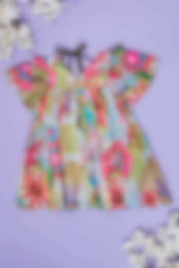 Multi-Colored Mul Abstract Printed Oversized Boxy Dress For Girls by Little People Label at Pernia's Pop Up Shop