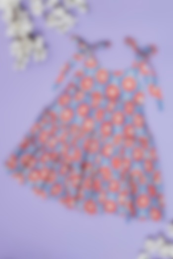 Multi-Colored Cotton Floral Printed Tie-Up Tiered Dress For Girls by Little People Label at Pernia's Pop Up Shop