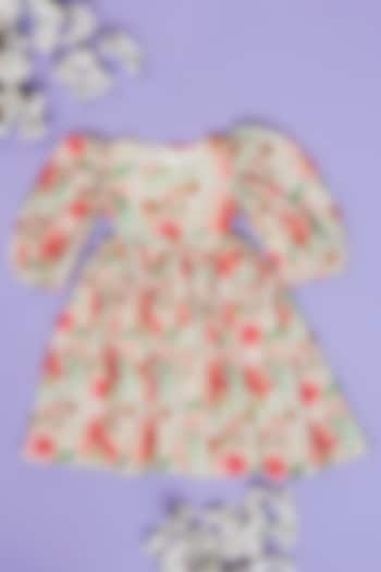 Multi-Colored Cotton Linen Floral Printed Cut-Out Dress For Girls by Little People Label at Pernia's Pop Up Shop