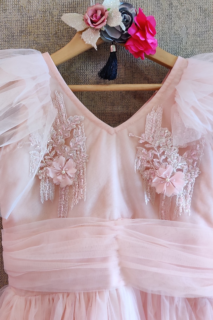 Blush Pink Frilled Gown For Girls by Little Secrets at Pernia's Pop Up Shop