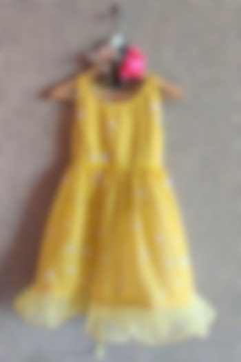 Yellow Printed Frock For Girls by Little Secrets