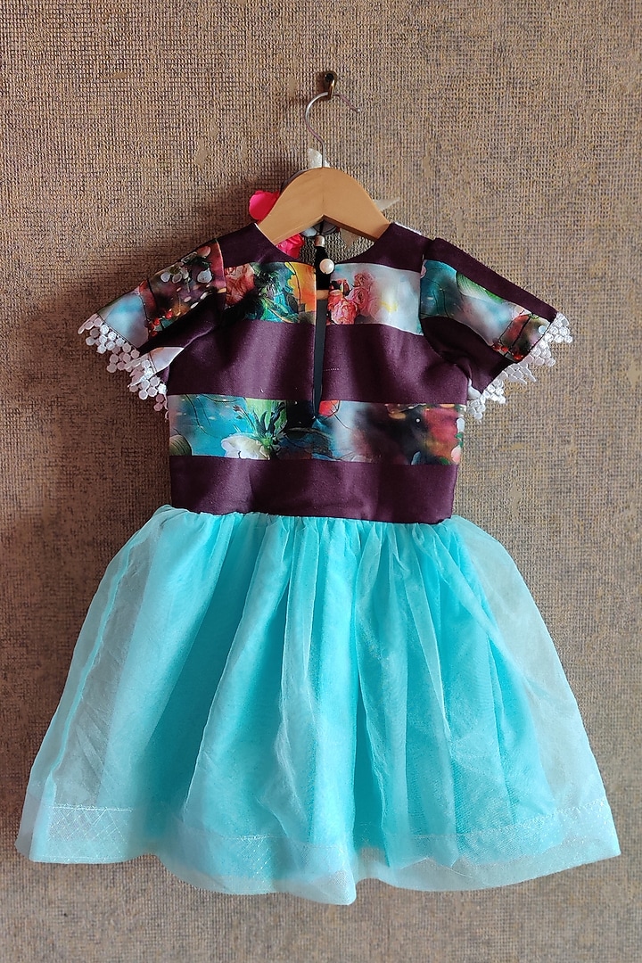 Blue & Purple Printed Frock For Girls by Little Secrets at Pernia's Pop Up Shop