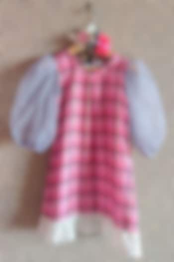 Blush Pink Checkered Dress For Girls by Little Secrets