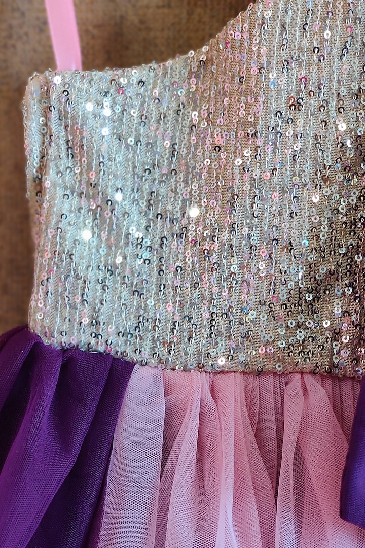 Pink & Purple One-Shoulder Gown For Girls by Little Secrets at Pernia's Pop Up Shop