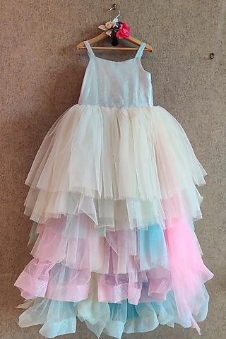 Multi-Colored Net Gown For Girls by Little Secrets