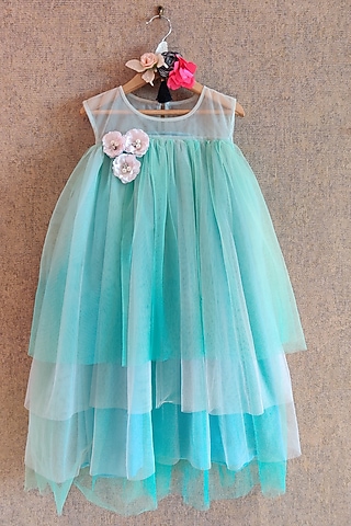 Blue Net Frock For Girls by Little Secrets