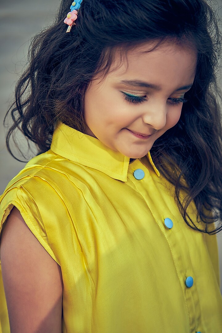 Yellow & Blue Viscose Ombre Co-Ord Set For Girls by Little Luxury at Pernia's Pop Up Shop