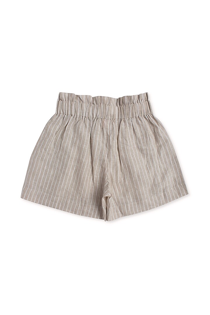 Beige Linen Shorts For Girls by Little Luxury at Pernia's Pop Up Shop