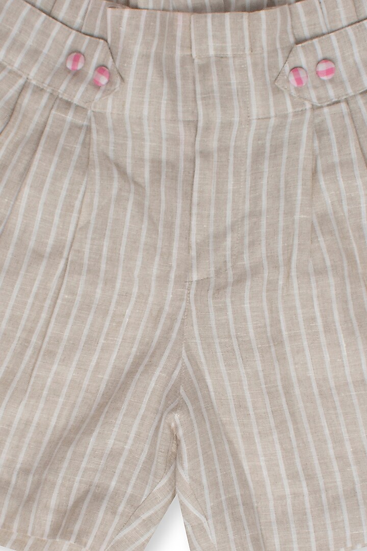 Beige Linen Shorts For Girls by Little Luxury at Pernia's Pop Up Shop