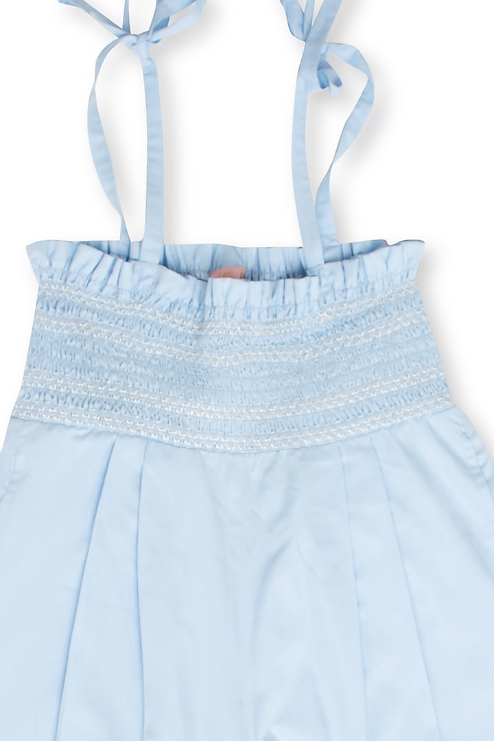Blue Cotton Culotte Pants For Girls Design by Thank You Mom Studio