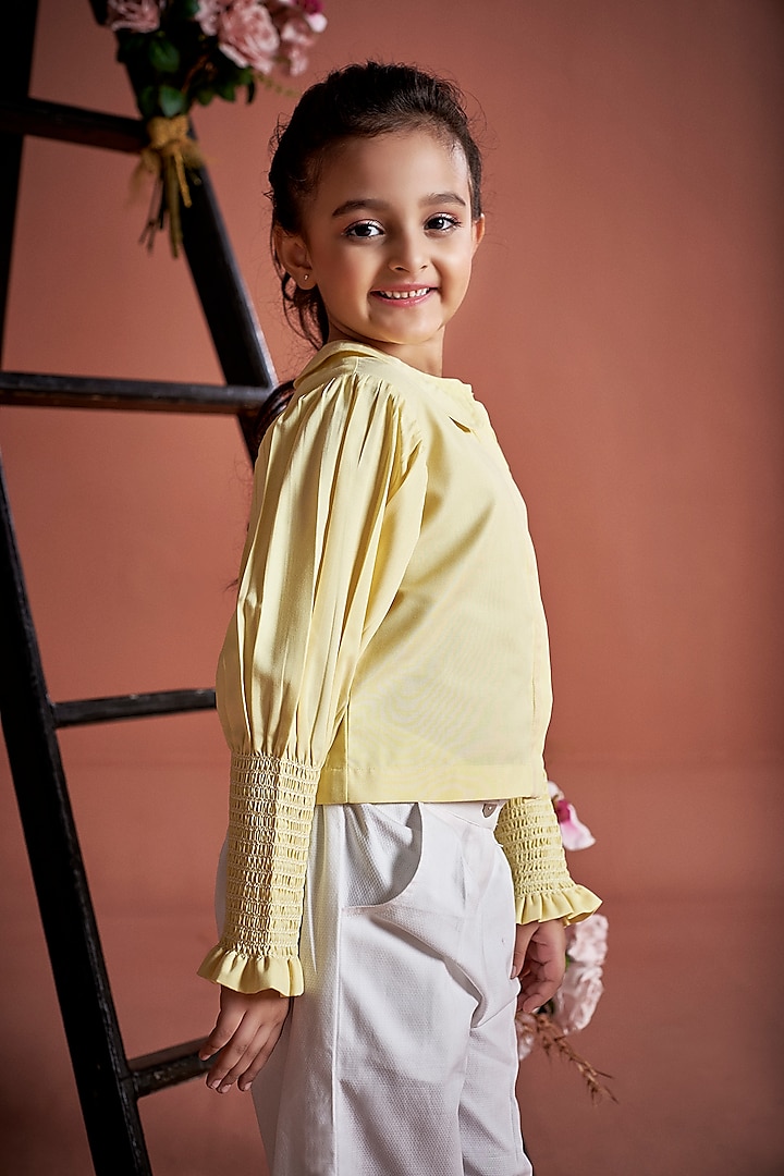 Lemon Yellow Cotton Shirt For Girls by Little Luxury