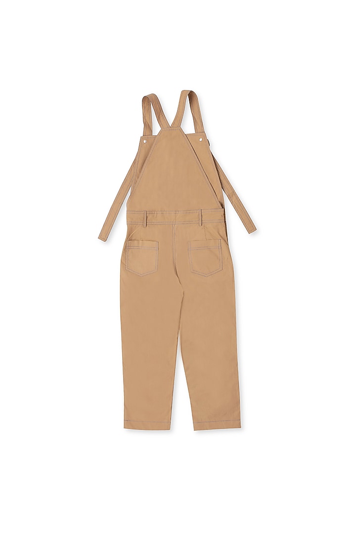 Khaki Cotton Jumpsuit For Boys by Little Luxury at Pernia's Pop Up Shop