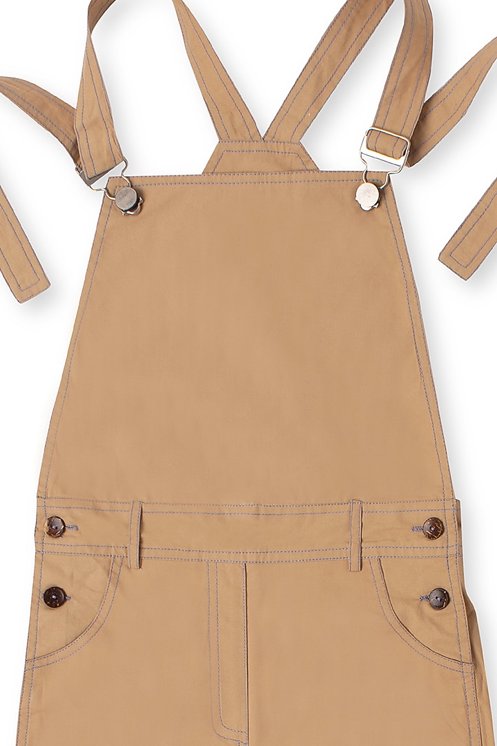 Khaki Cotton Jumpsuit For Boys by Little Luxury at Pernia's Pop Up Shop