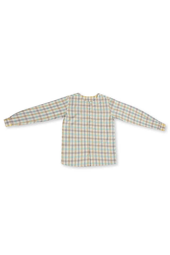 Aqua Cotton Printed Shirt For Boys by Little Luxury