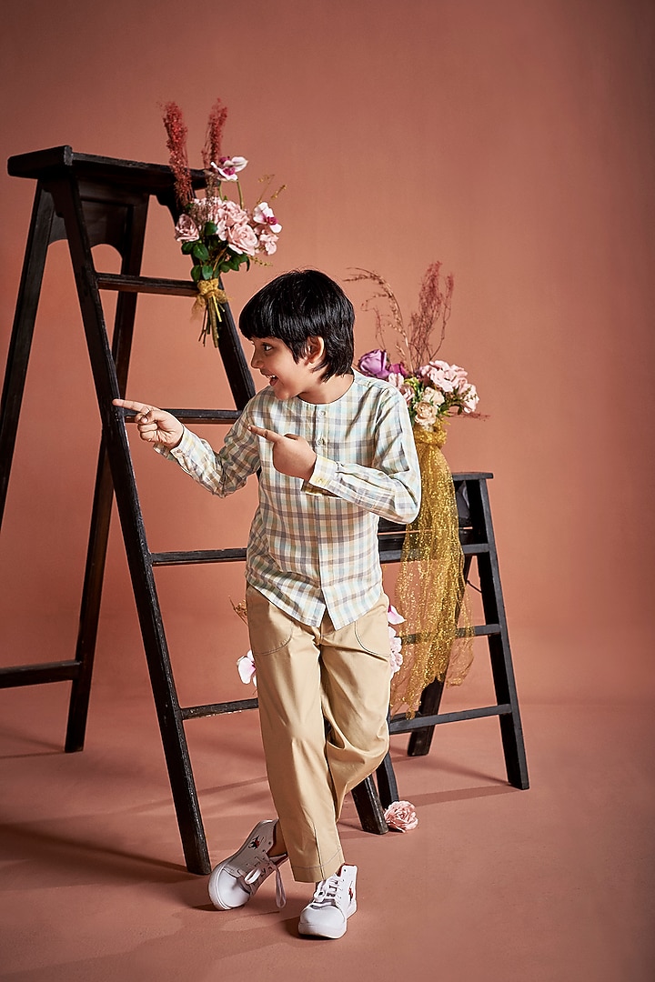 Aqua Cotton Printed Shirt For Boys by Little Luxury at Pernia's Pop Up Shop