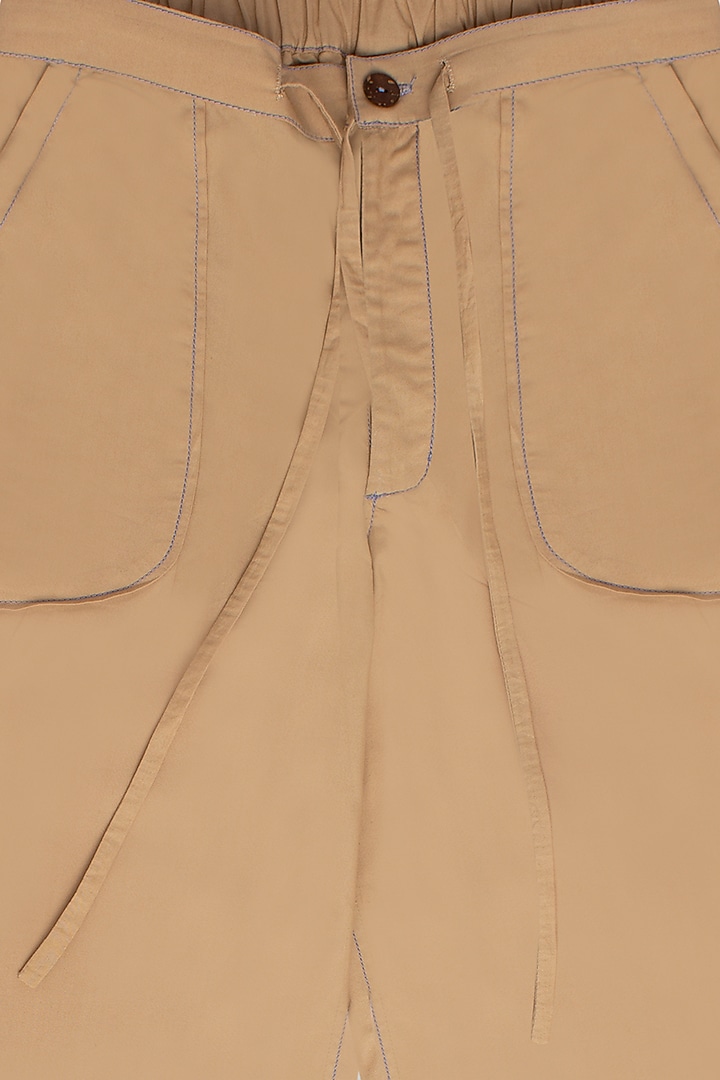 Khaki Cotton Pants For Boys by Little Luxury at Pernia's Pop Up Shop