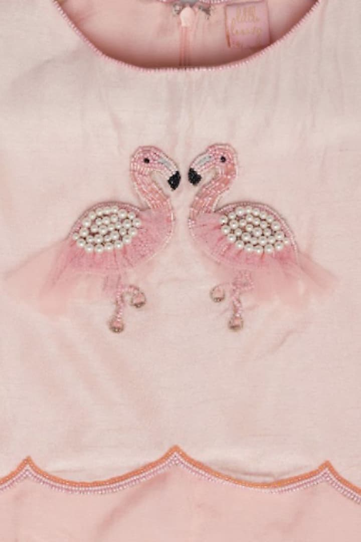 Shell-Pink Embroidered Crop Top For Girls by Little Luxury at Pernia's Pop Up Shop