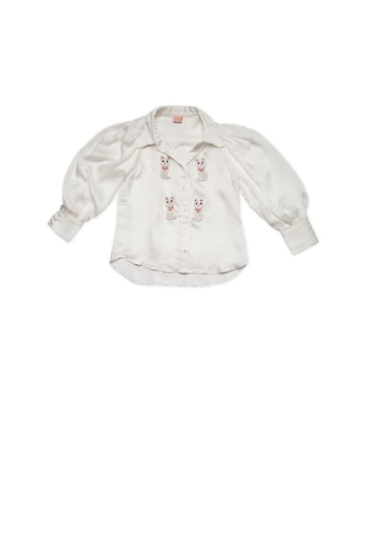 Buttercream Embroidered Shirt For Girls by Little Luxury
