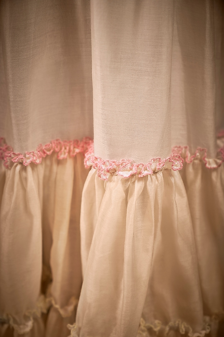 Off-White Hand Embroidered Maxi Dress For Girls by Little Luxury at Pernia's Pop Up Shop