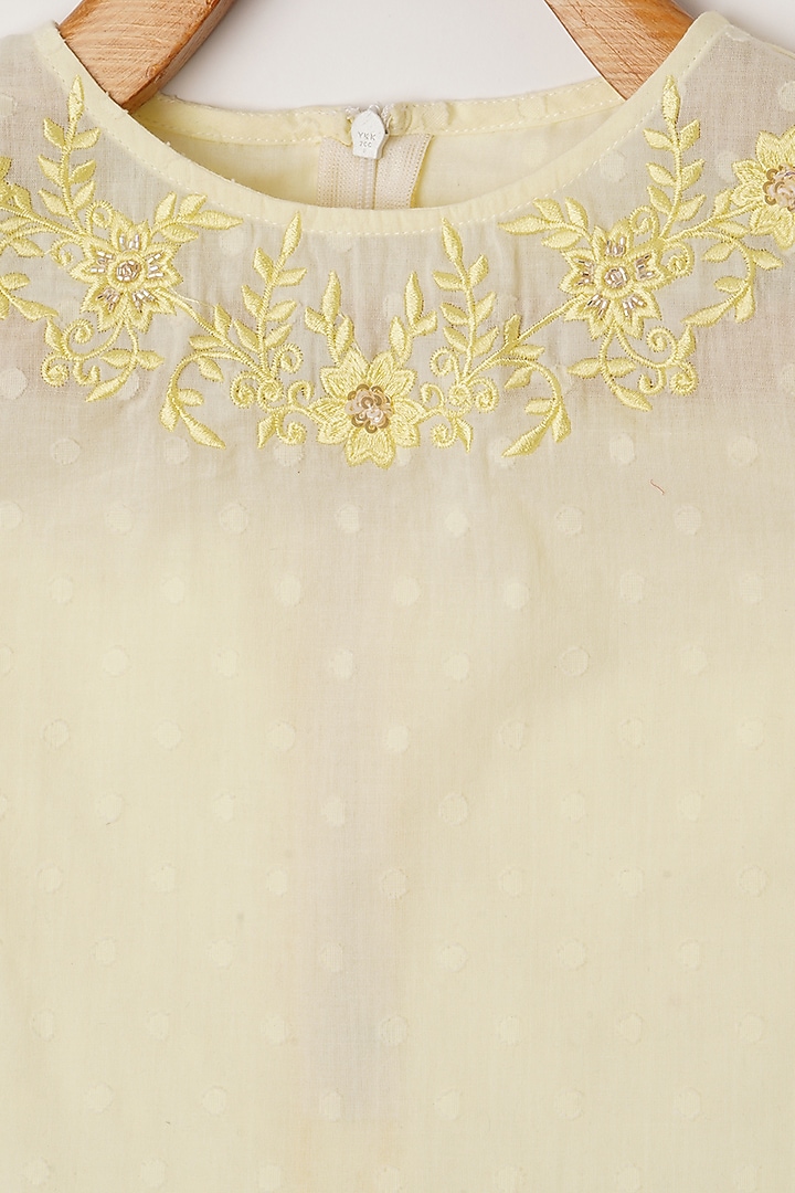 Lemon Yellow Embroidered Crop Top For Girls by Little Luxury at Pernia's Pop Up Shop