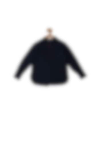 Dark Navy Blue Cotton Shirt For Boys by Little Luxury at Pernia's Pop Up Shop
