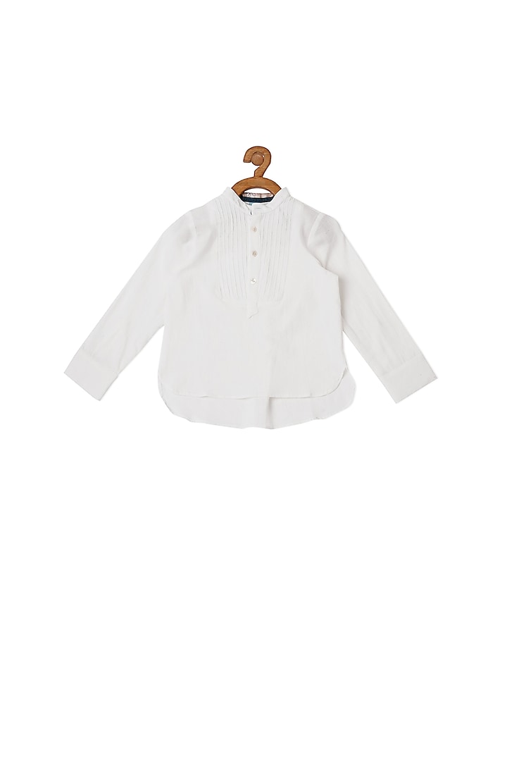 White Cotton Shirt For Boys by Little Luxury at Pernia's Pop Up Shop