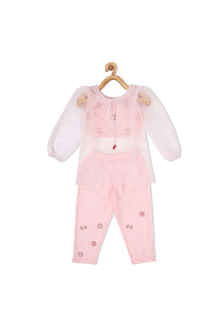 Powder Pink Embellished Pant Set by Little Luxury