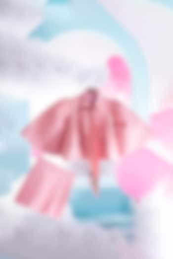 Peach Cotton Satin Mini Skirt For Girls by Little Luxury