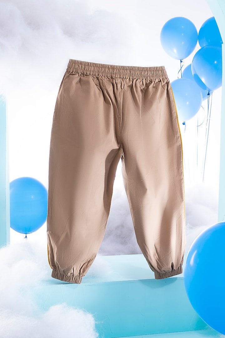 Khaki Cotton Twill Pants For Boys by Little Luxury at Pernia's Pop Up Shop
