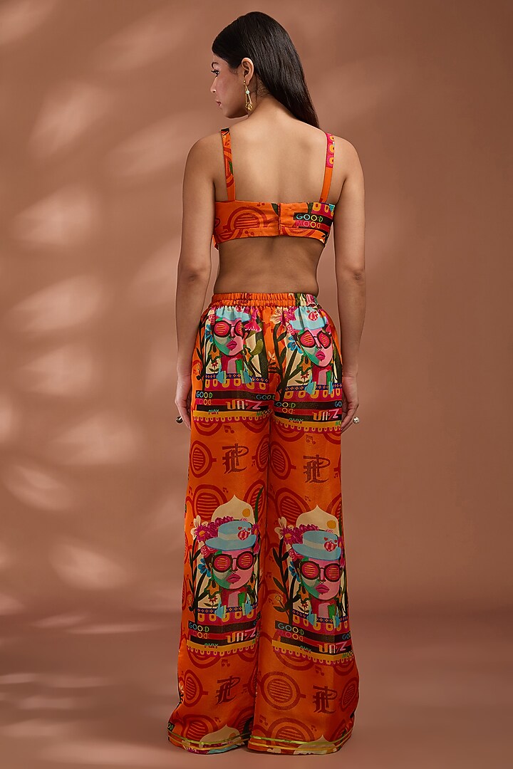 Rustic Orange Bemberg Tissue Organza Digital Printed Cape Set by Liz Paul at Pernia's Pop Up Shop