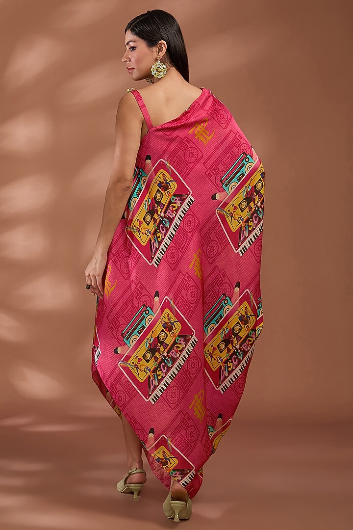 Coral Pink Bemberg Tissue Organza Digital Printed & Sequins Embroidered Maxi Vacation Dress by Liz Paul at Pernia's Pop Up Shop
