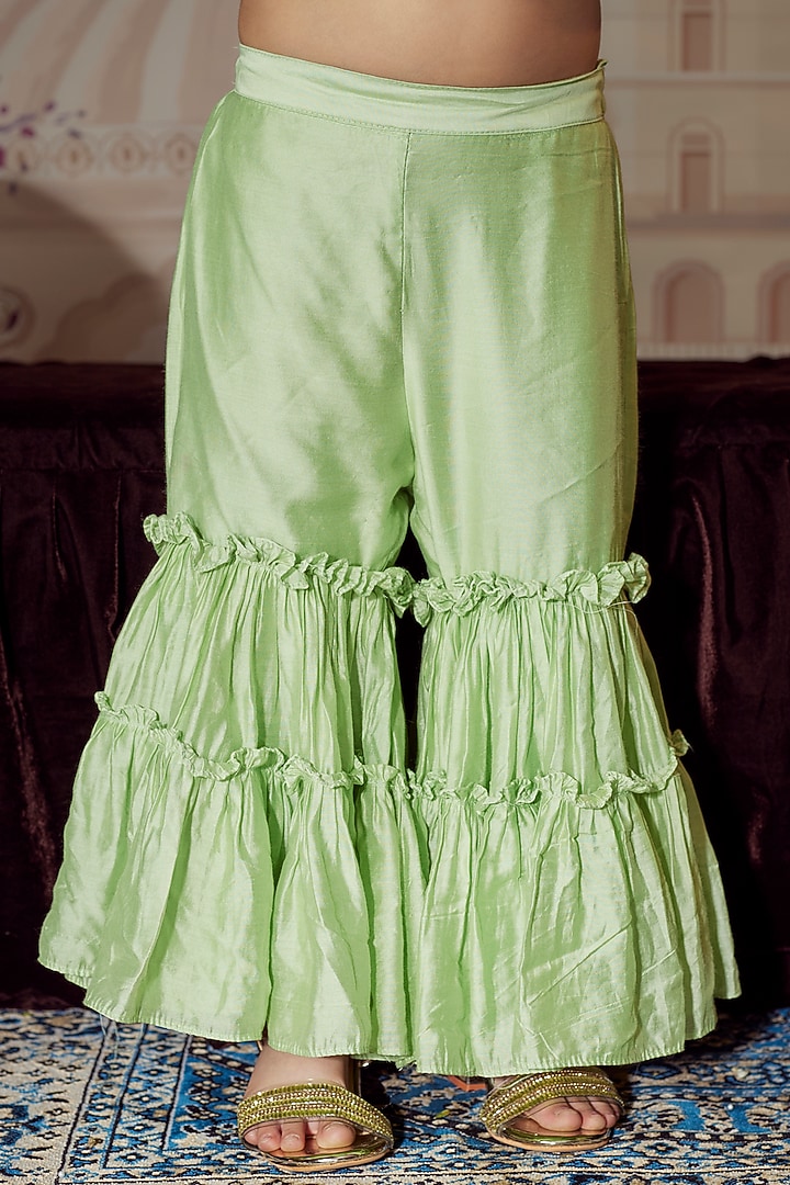 Mint Chanderi Sharara Set For Girls by Li'l Angels at Pernia's Pop Up Shop