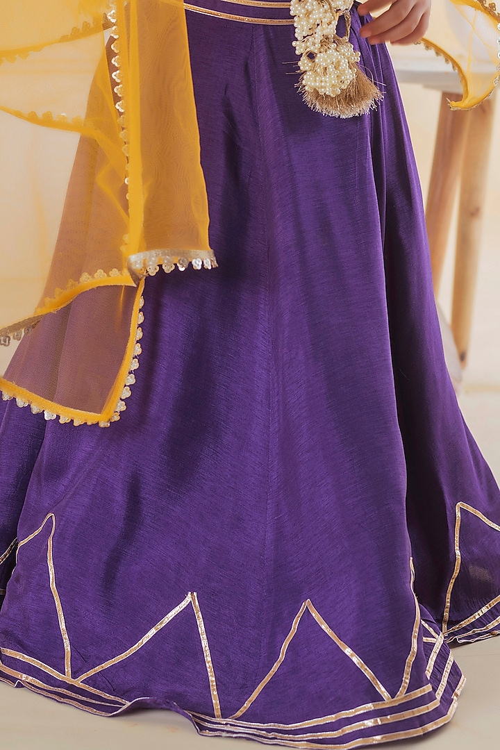 Purple Gota Embroidered Lehenga Set For Girls by Li'l Angels at Pernia's Pop Up Shop