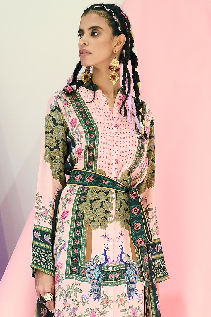 Emerald & Pink Printed Tunic by Limerick By Abirr N' Nanki at Pernia's Pop Up Shop