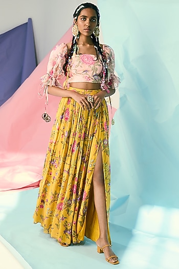 Mustard Printed Skirt by Limerick By Abirr N' Nanki at Pernia's Pop Up Shop