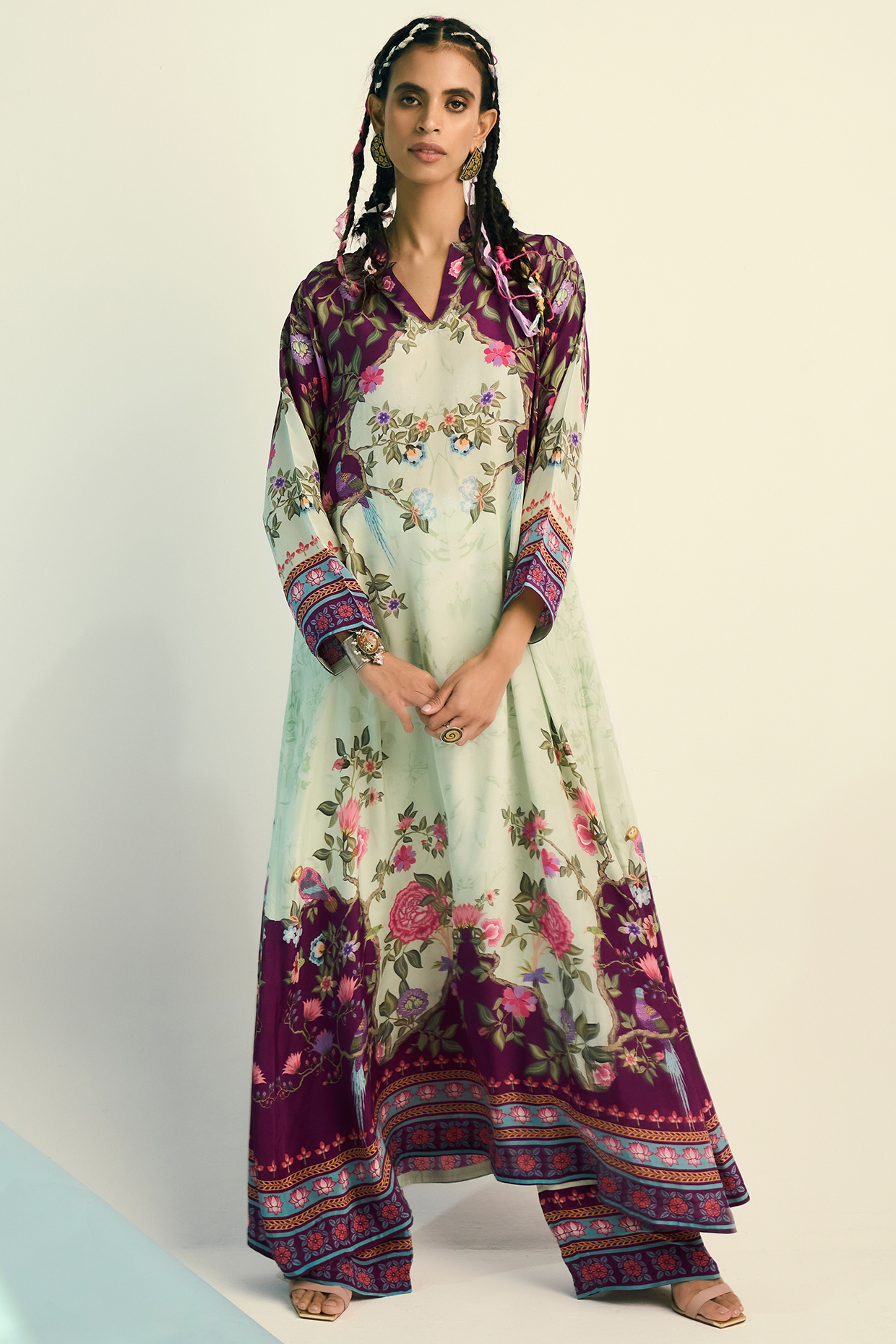 Green & Purple Printed Tunic by Limerick By Abirr N' Nanki at Pernia's Pop Up Shop
