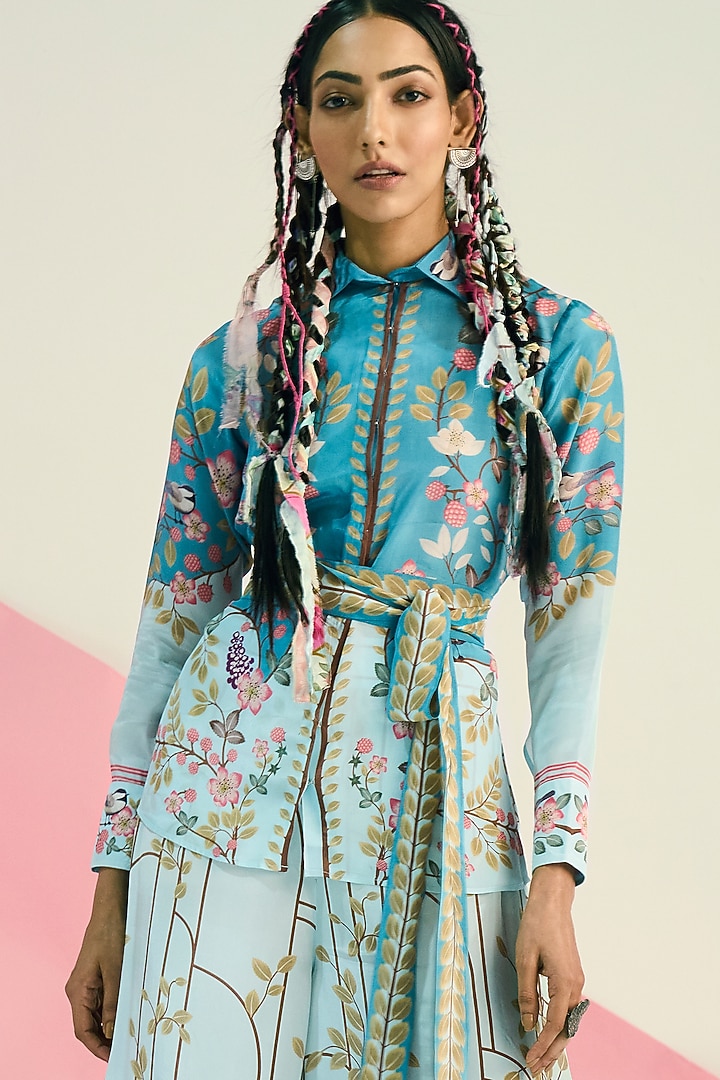 Blue Printed Shirt by Limerick By Abirr N' Nanki at Pernia's Pop Up Shop