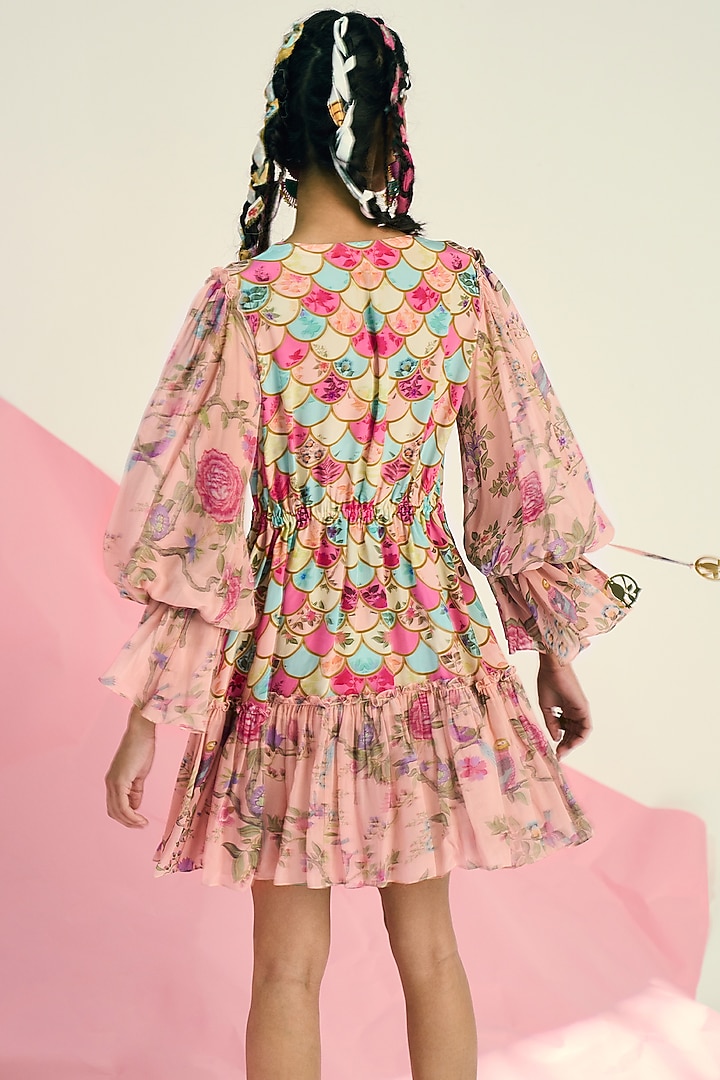 Peach Crepe Embroidered Summer Dress by Limerick By Abirr N' Nanki at Pernia's Pop Up Shop