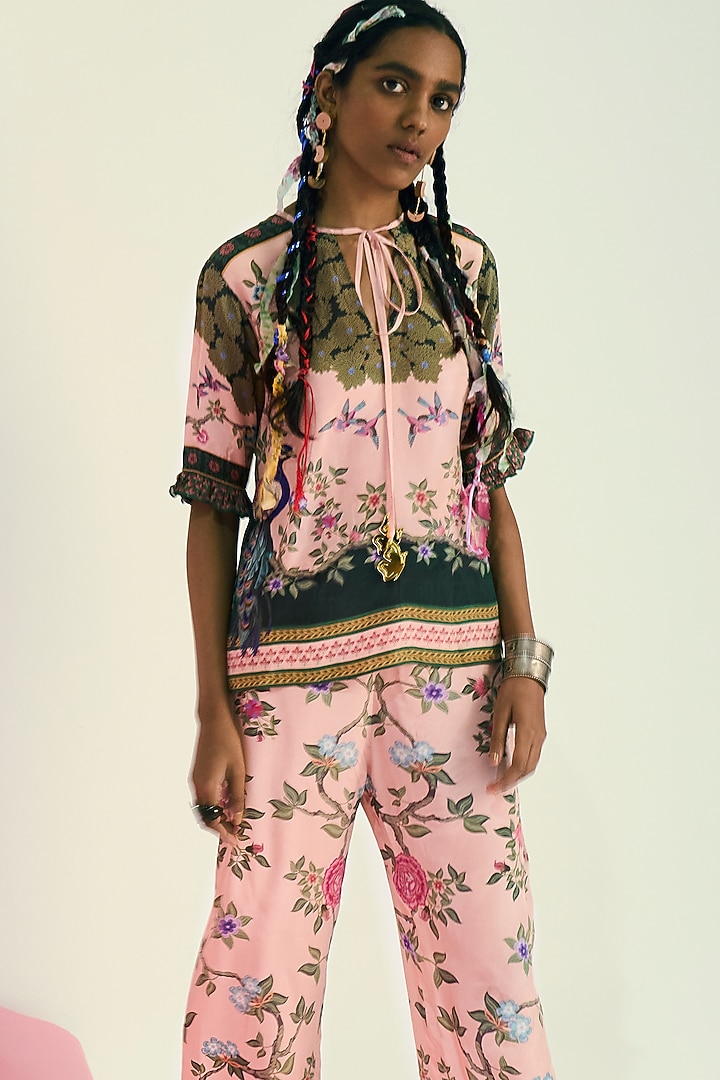 Pink Crepe Printed Top by Limerick By Abirr N' Nanki at Pernia's Pop Up Shop
