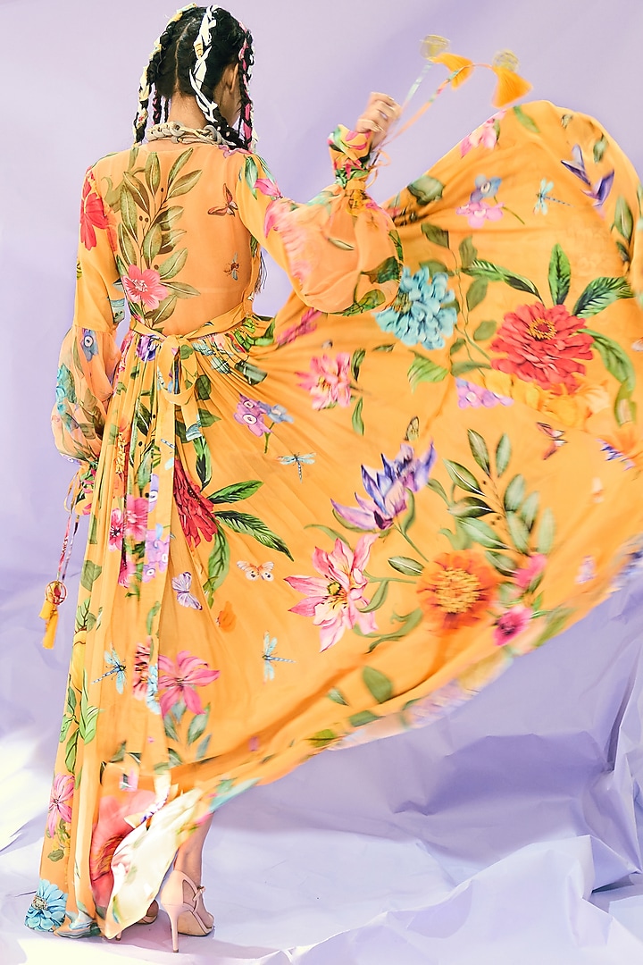 Orange Printed Maxi Vacation Dress by Limerick By Abirr N' Nanki at Pernia's Pop Up Shop