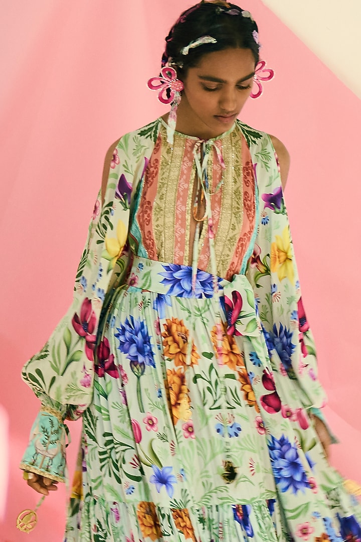 Multi-Colored Embroidered Maxi Vacation Dress by Limerick By Abirr N' Nanki at Pernia's Pop Up Shop