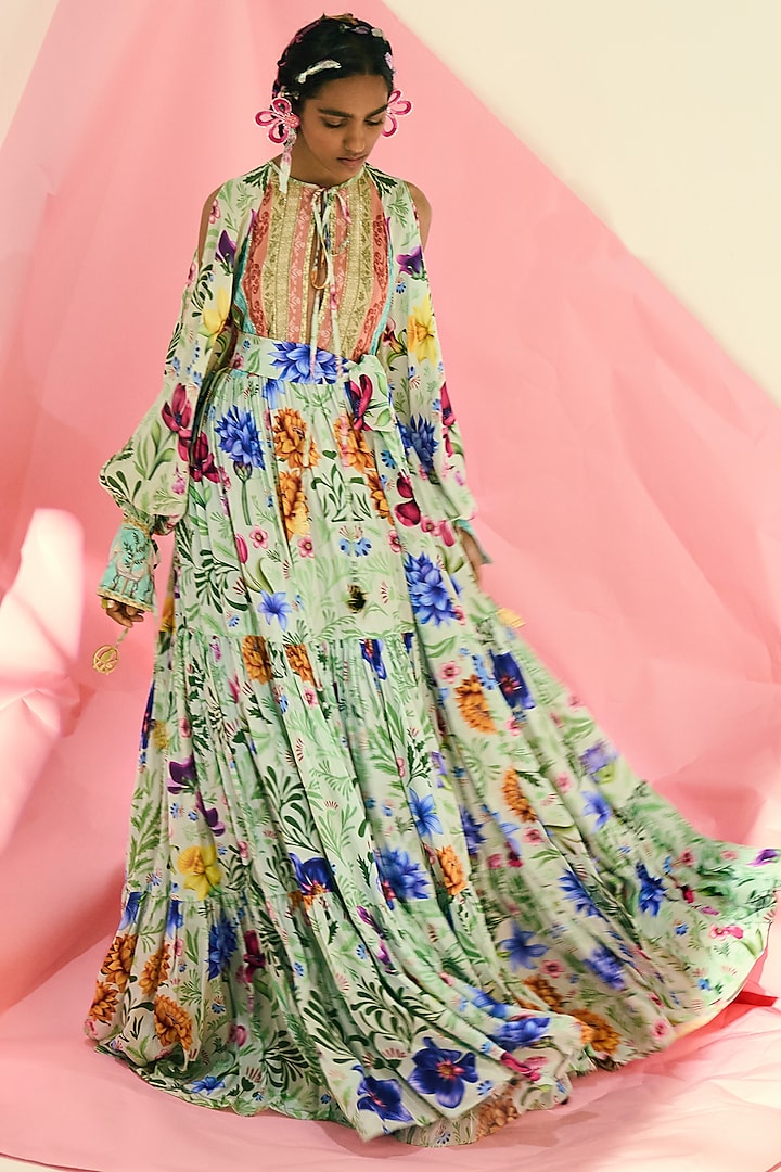 Multi-Colored Embroidered Maxi Vacation Dress by Limerick By Abirr N' Nanki at Pernia's Pop Up Shop